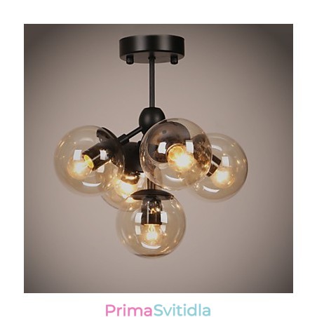 Lustr 5 světel Skleněná koulová světla Retro Venkovní garáž Kov Lustr 5 světel Skleněná koulová světla Retro Venkovní garáž Kov
