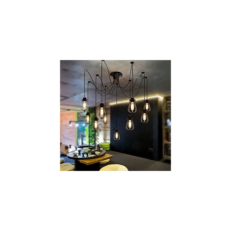Vintage Edison Vícenásobné nastavitelné DIY stropní svítidlo Světlo Závěsné osvětlení Lustr Moderní elegantní průmyslové stolování