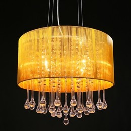 Přívěsek na buben Moderní 4 světla Natahovací Stínidlo Křišťálový lustr Moderní Minimalistický design