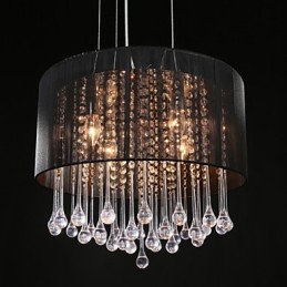 Přívěsek na buben Moderní 4 světla Natahovací Stínidlo Křišťálový lustr Moderní Minimalistický design