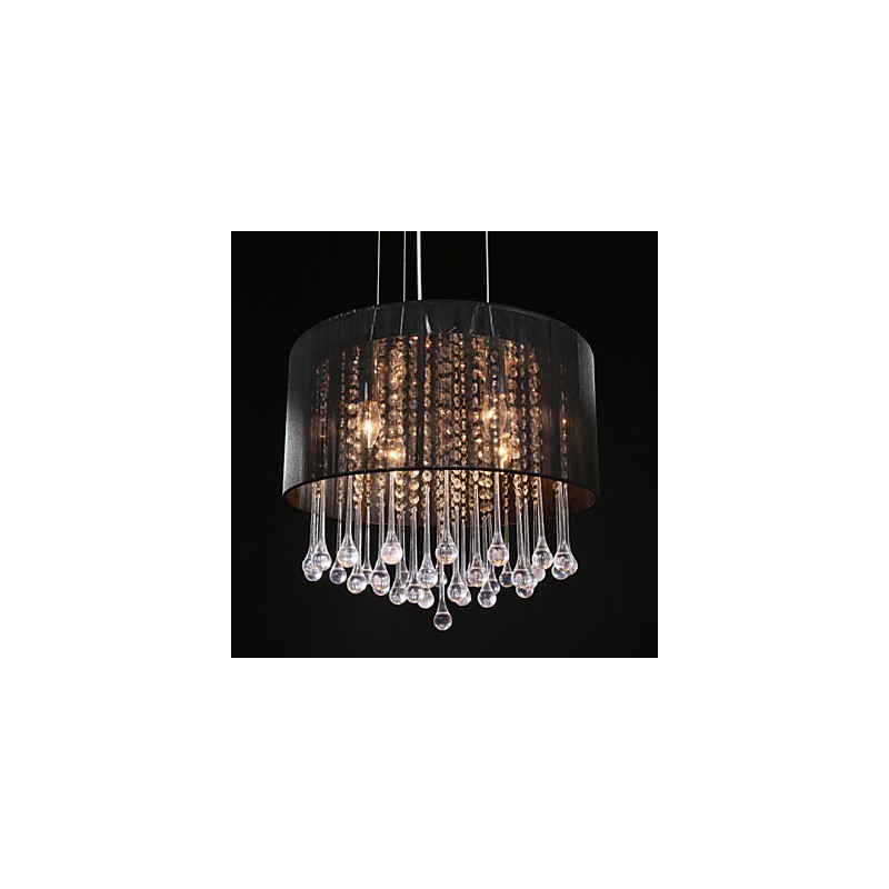Přívěsek na buben Moderní 4 světla Natahovací Stínidlo Křišťálový lustr Moderní Minimalistický design