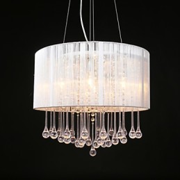 Přívěsek na buben Moderní 4 světla Natahovací Stínidlo Křišťálový lustr Moderní Minimalistický design