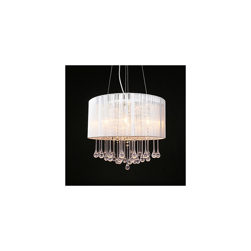 Přívěsek na buben Moderní 4 světla Natahovací Stínidlo Křišťálový lustr Moderní Minimalistický design