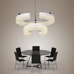 Křišťálové závěsné světlo Moderní lampa ve tvaru písmene "C" se dvěma kroužky