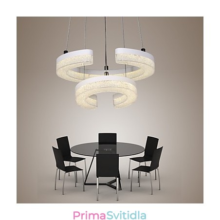 Křišťálové závěsné světlo Moderní lampa ve tvaru písmene "C" se dvěma kroužky Křišťálové závěsné světlo Moderní lampa ve tvaru písmene "C" se dvěma kroužky