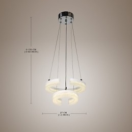 Křišťálové závěsné světlo Moderní lampa ve tvaru písmene "C" se dvěma kroužky