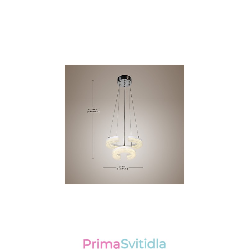 Křišťálové závěsné světlo Moderní lampa ve tvaru písmene "C" se dvěma kroužky