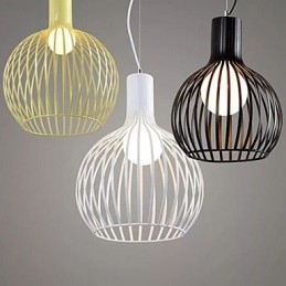 Americká retro smluvně kovaná lustrová lampa z tepaného železa Birdcage