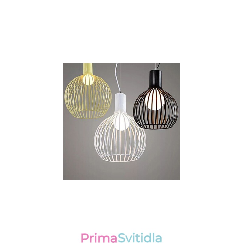 Americká retro smluvně kovaná lustrová lampa z tepaného železa Birdcage