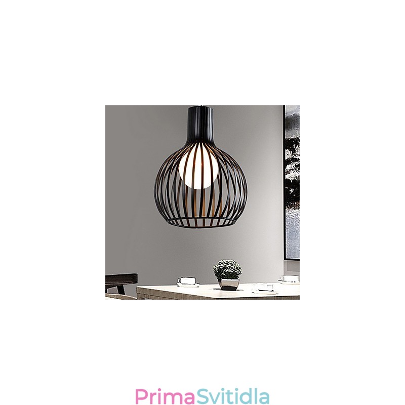 Americká retro smluvně kovaná lustrová lampa z tepaného železa Birdcage