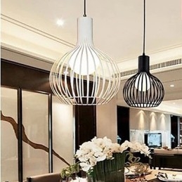 Americká retro smluvně kovaná lustrová lampa z tepaného železa Birdcage