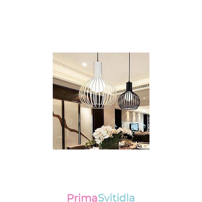 Americká retro smluvně kovaná lustrová lampa z tepaného železa Birdcage