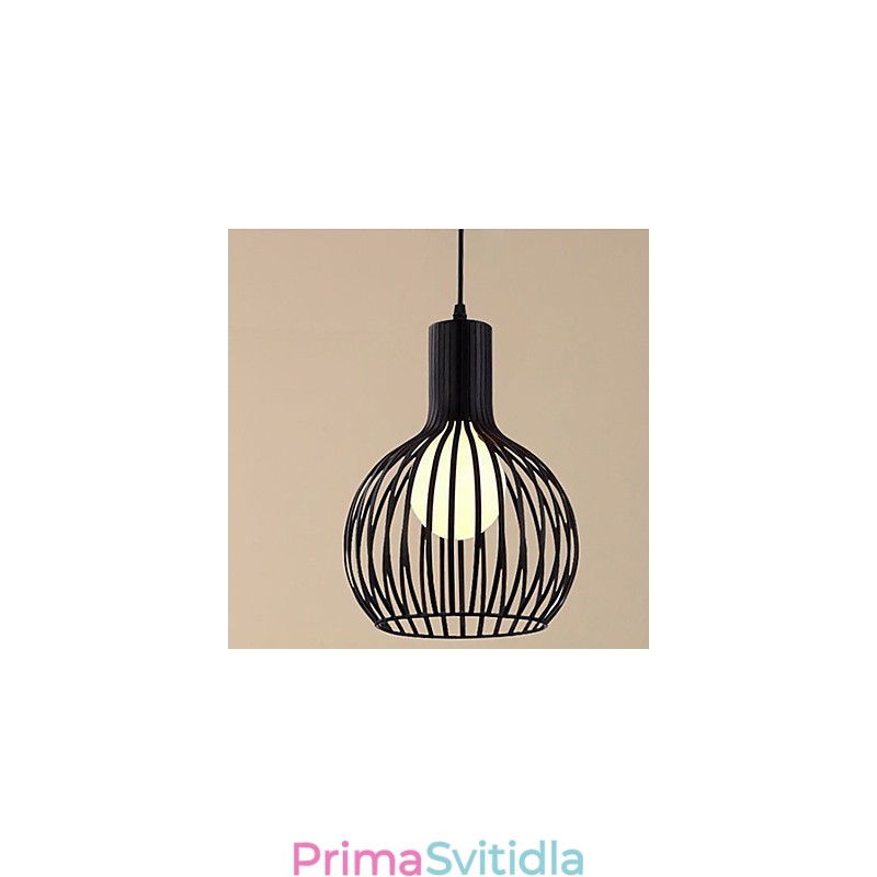 Americká retro smluvně kovaná lustrová lampa z tepaného železa Birdcage