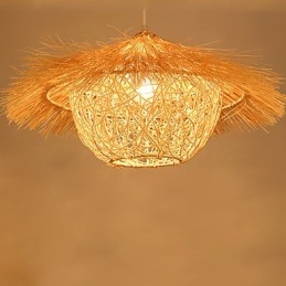 Moderní Rural Cany Art tkaná ratanová jednohlavá kapací lampa