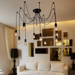 Lustr Vintage Design Žárovky zahrnuty Living 10 světel Závěsné světlo