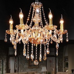 Elegantní křišťálový lustr pro domácnost Amber 6 Lights