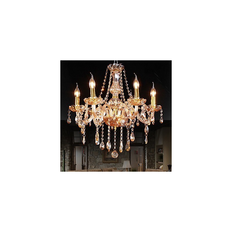 Elegantní křišťálový lustr pro domácnost Amber 6 Lights