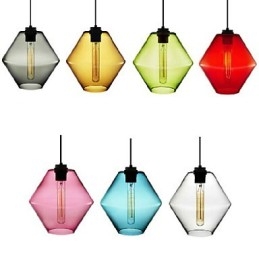 Candy Color Jednohlavé umělecké skleněné lustrové závěsné světlo se skleněným stínidlem (šedá žlutá zelená červená růžová modrá bílá)
