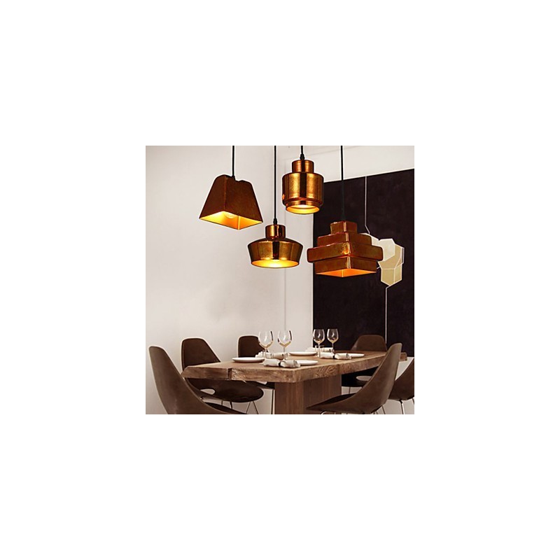 Americký Country Retro Skleněný Lustr Rezavé Sedící Droplight