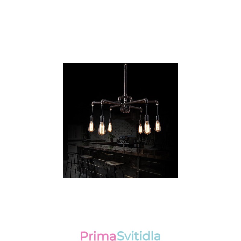 Kavárna s retro kovovým stropním světlem