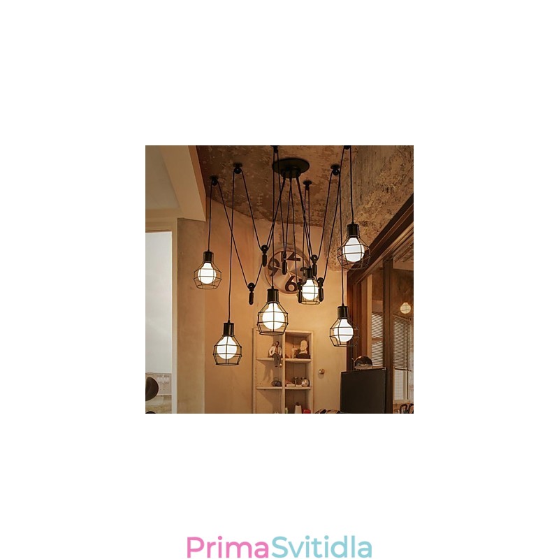 6 světel Country Designers Kovové závěsné svítidlo