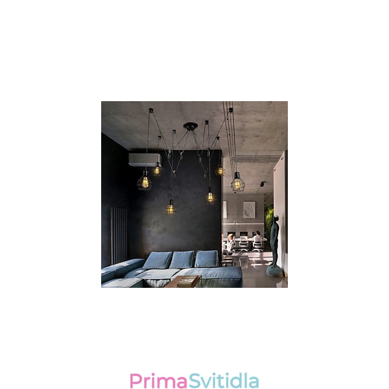 6 světel Country Designers Kovové závěsné svítidlo