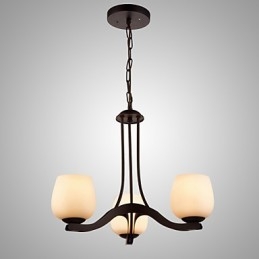 Železný malířský lustr se skleněným stínidlem Klasická osvětlovací lampa se 3 hlavami