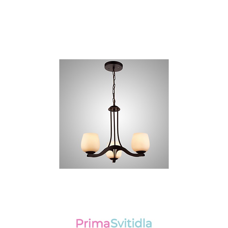 Železný malířský lustr se skleněným stínidlem Klasická osvětlovací lampa se 3 hlavami