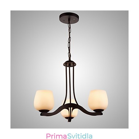 Železný malířský lustr se skleněným stínidlem Klasická osvětlovací lampa se 3 hlavami Železný malířský lustr se skleněným stínidlem Klasická osvětlovací lampa se 3 hlavami