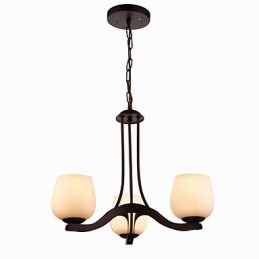 Železný malířský lustr se skleněným stínidlem Klasická osvětlovací lampa se 3 hlavami