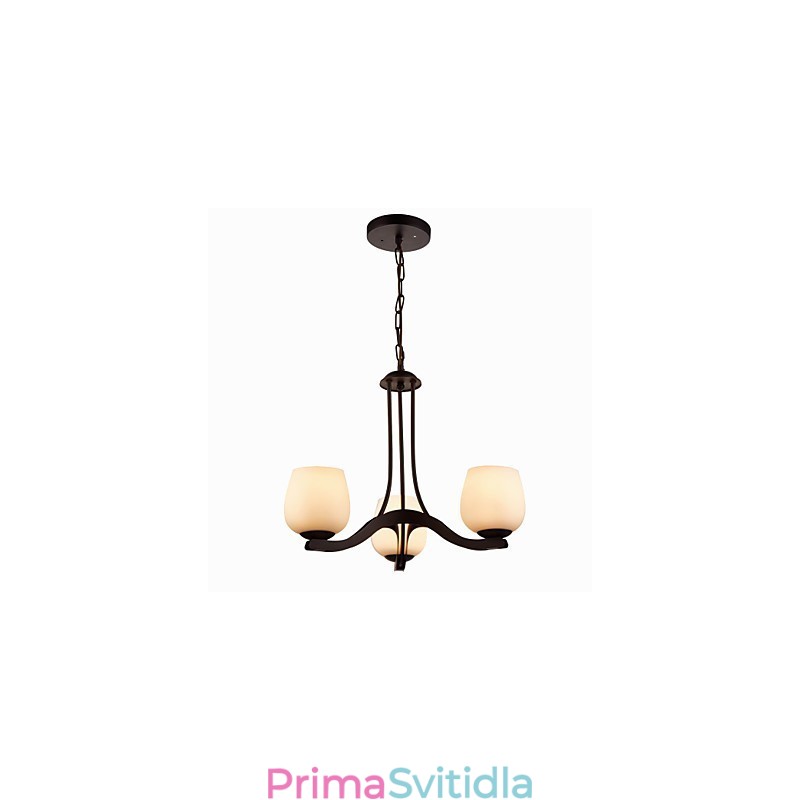 Železný malířský lustr se skleněným stínidlem Klasická osvětlovací lampa se 3 hlavami