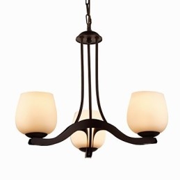 Železný malířský lustr se skleněným stínidlem Klasická osvětlovací lampa se 3 hlavami