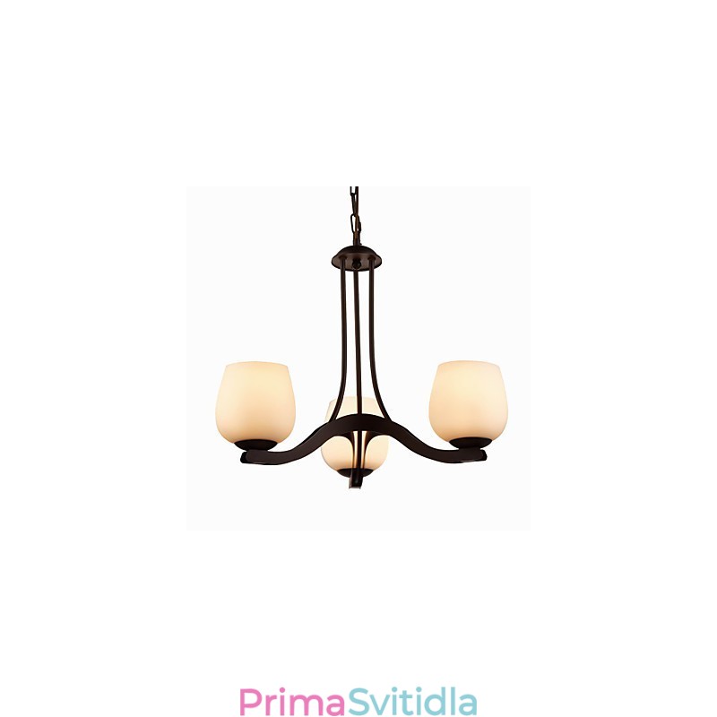 Železný malířský lustr se skleněným stínidlem Klasická osvětlovací lampa se 3 hlavami