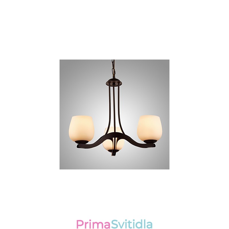 Železný malířský lustr se skleněným stínidlem Klasická osvětlovací lampa se 3 hlavami