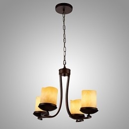 Železný malířský lustr se skleněným stínidlem Klasická lampa na svíčku se 4 hlavami