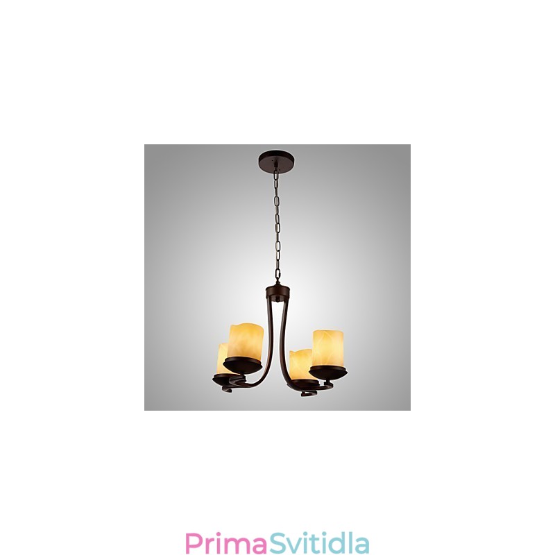 Železný malířský lustr se skleněným stínidlem Klasická lampa na svíčku se 4 hlavami