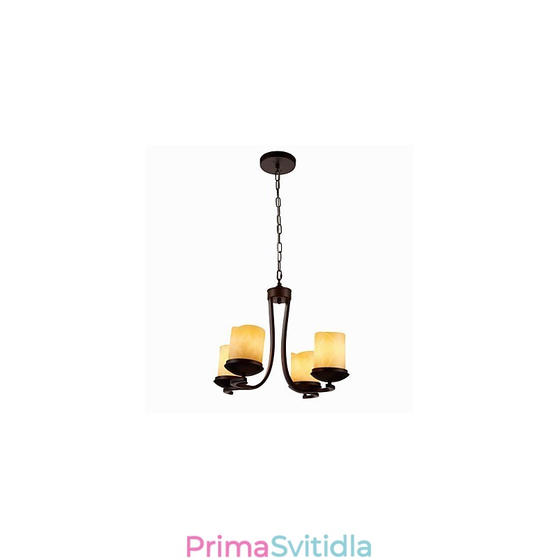 Železný malířský lustr se skleněným stínidlem Klasická lampa na svíčku se 4 hlavami