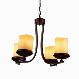 Železný malířský lustr se skleněným stínidlem Klasická lampa na svíčku se 4 hlavami