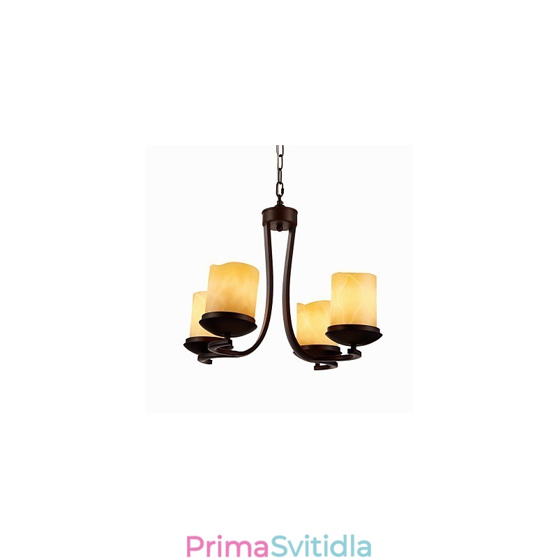 Železný malířský lustr se skleněným stínidlem Klasická lampa na svíčku se 4 hlavami