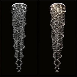 Stropní lustrové světlo Závěsné svítidlo svítidla s dvojitou spirálou K9 Crystal
