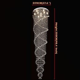 Stropní lustrové světlo Závěsné svítidlo svítidla s dvojitou spirálou K9 Crystal