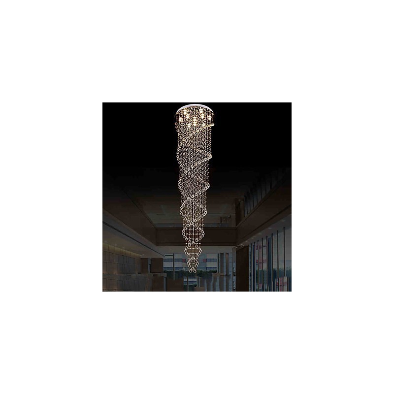Stropní lustrové světlo Závěsné svítidlo svítidla s dvojitou spirálou K9 Crystal