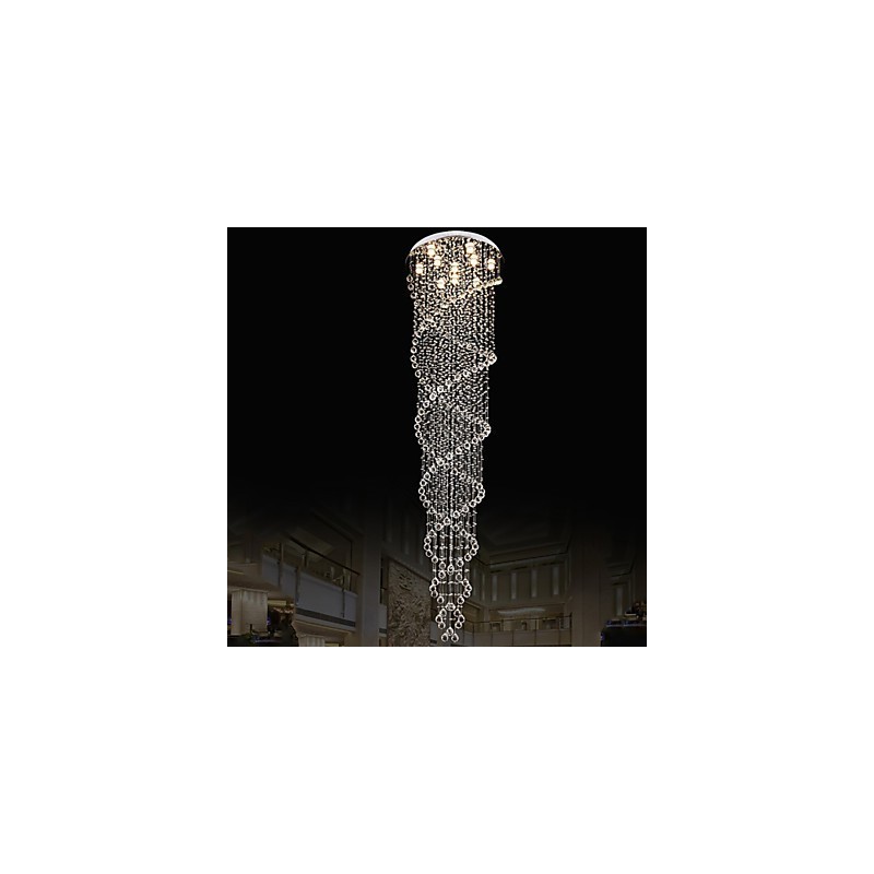 Stropní lustrové světlo Závěsné svítidlo svítidla s dvojitou spirálou K9 Crystal