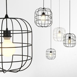 Mini umělecká závěsná lampa Birdcage 1 Light Mordern Jednoduchost Povrchová úprava Černá Bílá Kovová uhlíková ocel Droplight