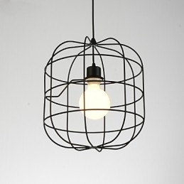 Mini umělecká závěsná lampa Birdcage 1 Light Mordern Jednoduchost Povrchová úprava Černá Bílá Kovová uhlíková ocel Droplight