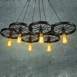 Loft Závěsný světelný lustr Rustikální Vintage Retro Country Jídelna Kov + Malba