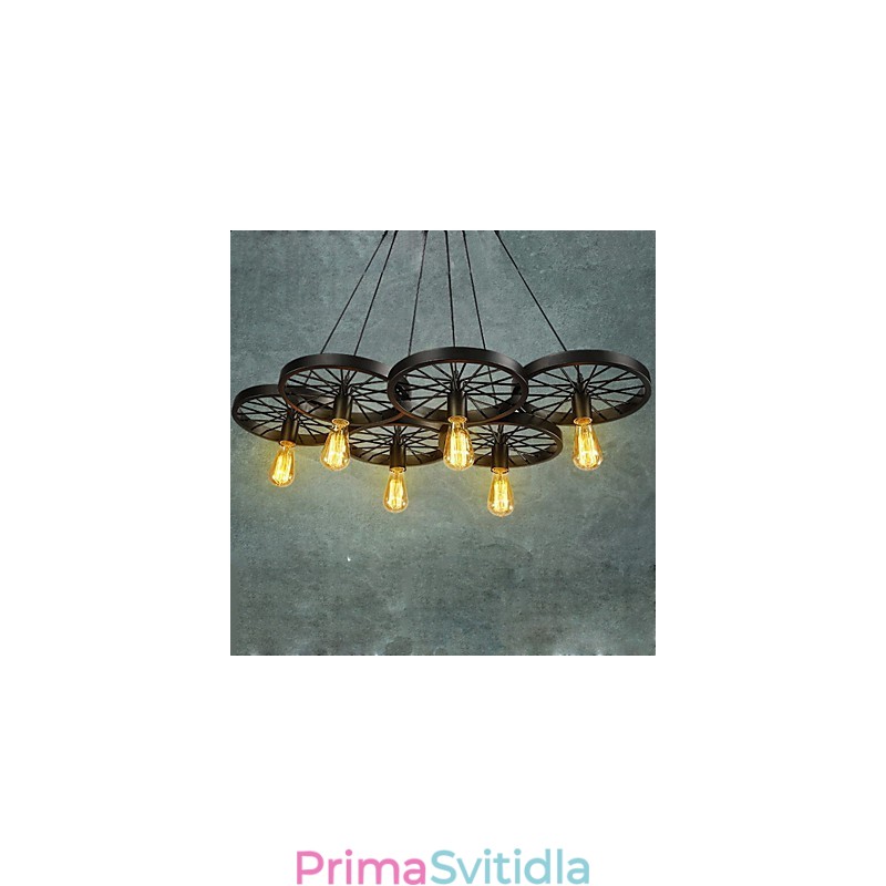 Loft Závěsný světelný lustr Rustikální Vintage Retro Country Jídelna Kov + Malba