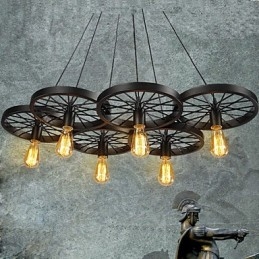 Loft Závěsný světelný lustr Rustikální Vintage Retro Country Jídelna Kov + Malba