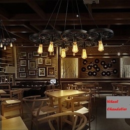 Loft Závěsný světelný lustr Rustikální Vintage Retro Country Jídelna Kov + Malba