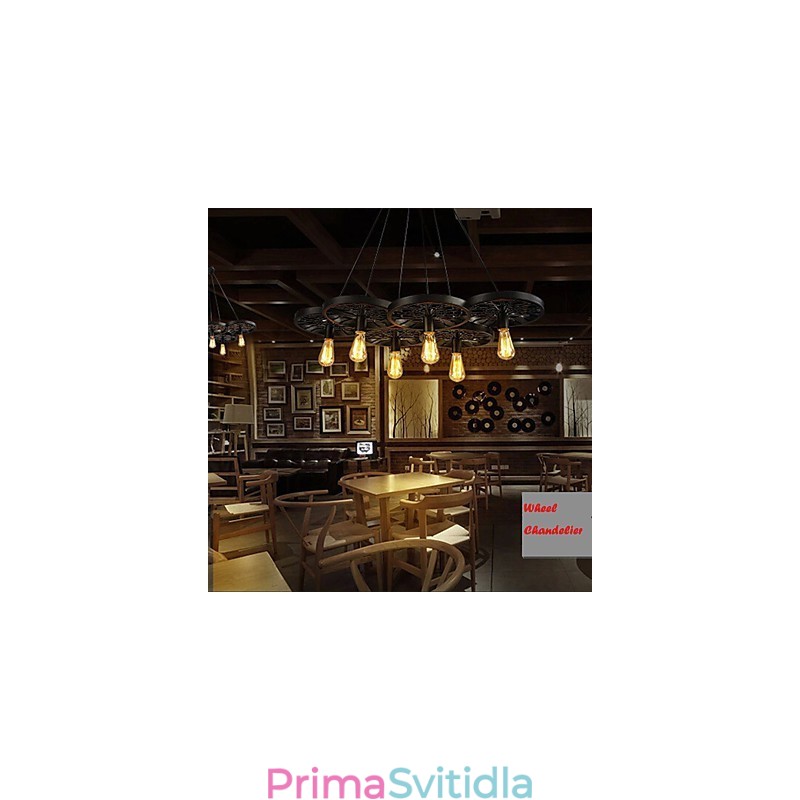 Loft Závěsný světelný lustr Rustikální Vintage Retro Country Jídelna Kov + Malba